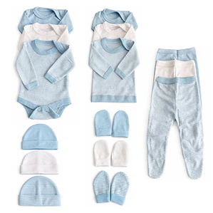 PACK AJUAR 15 PIEZAS DISEÑO BLANCO/CELESTE