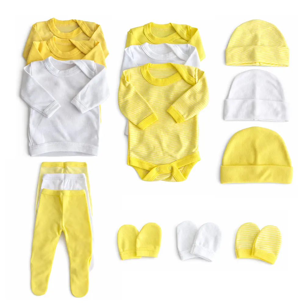 PACK AJUAR 15 PIEZAS DISEÑO AMARILLO / BLANCO 1