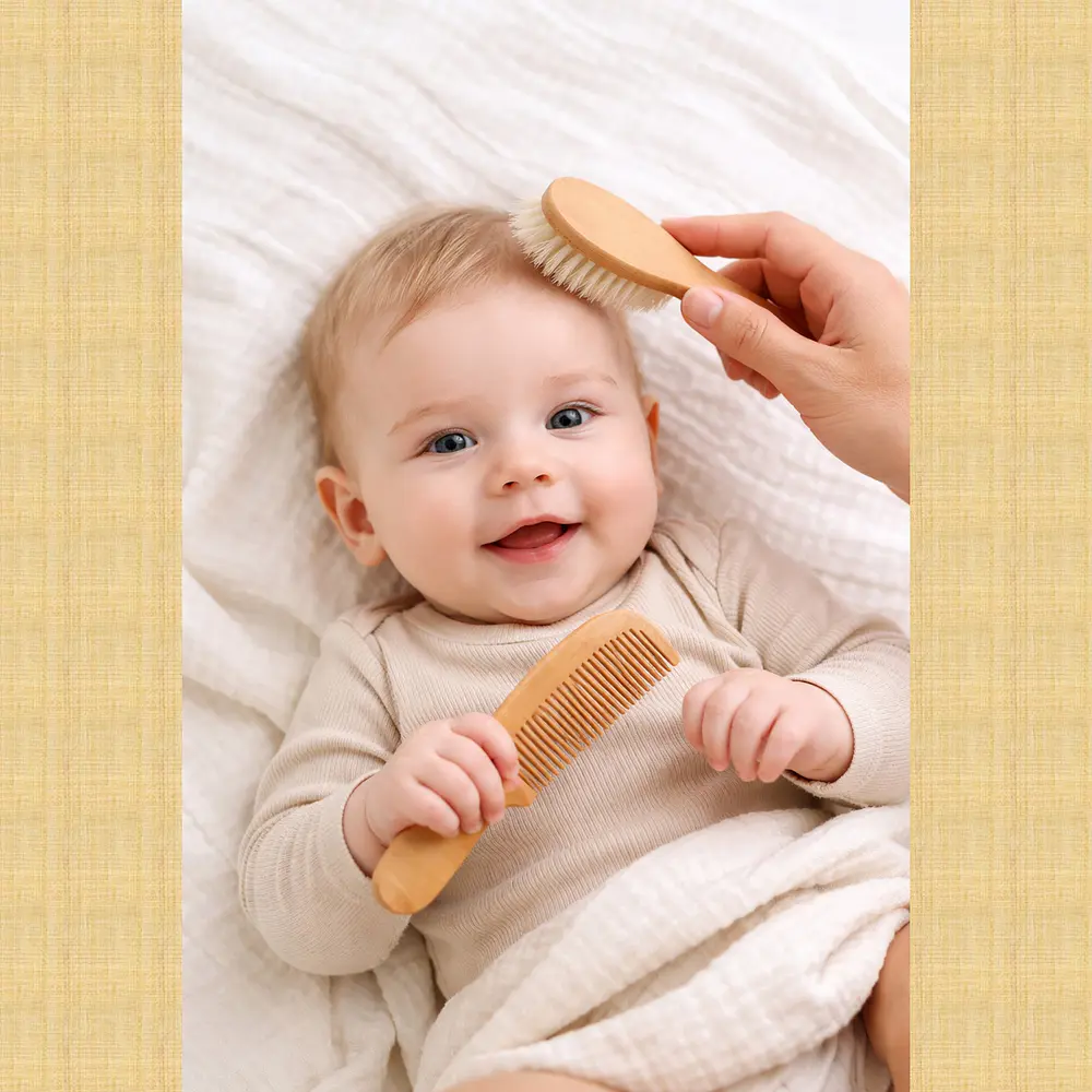 KIT CEPILLO Y PEINE CERDAS NATURALES MADERA 2