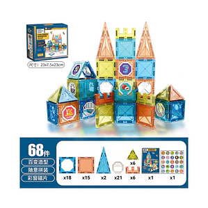 Juguete Set De Bloques Construcción Magnéticos 68 Pcs