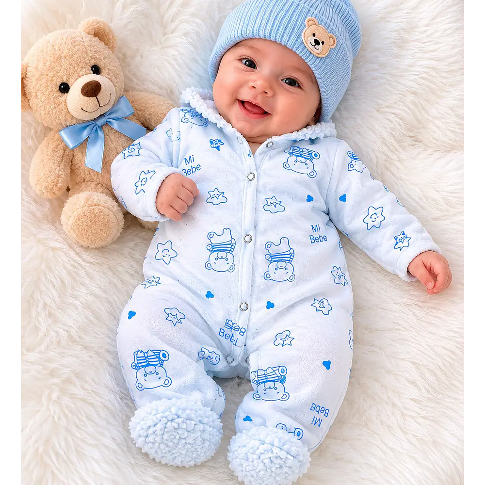 Enterito osito para bebe con chiporro color lila 0-3 meses 3