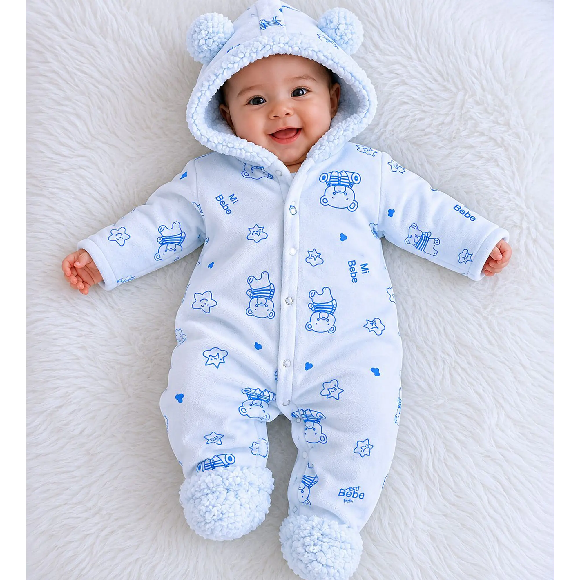 Enterito osito para bebe con chiporro color lila 0-3 meses 4