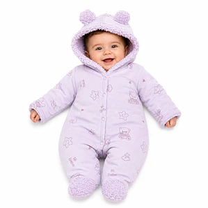 Enterito osito para bebe con chiporro color lila 0-3 meses