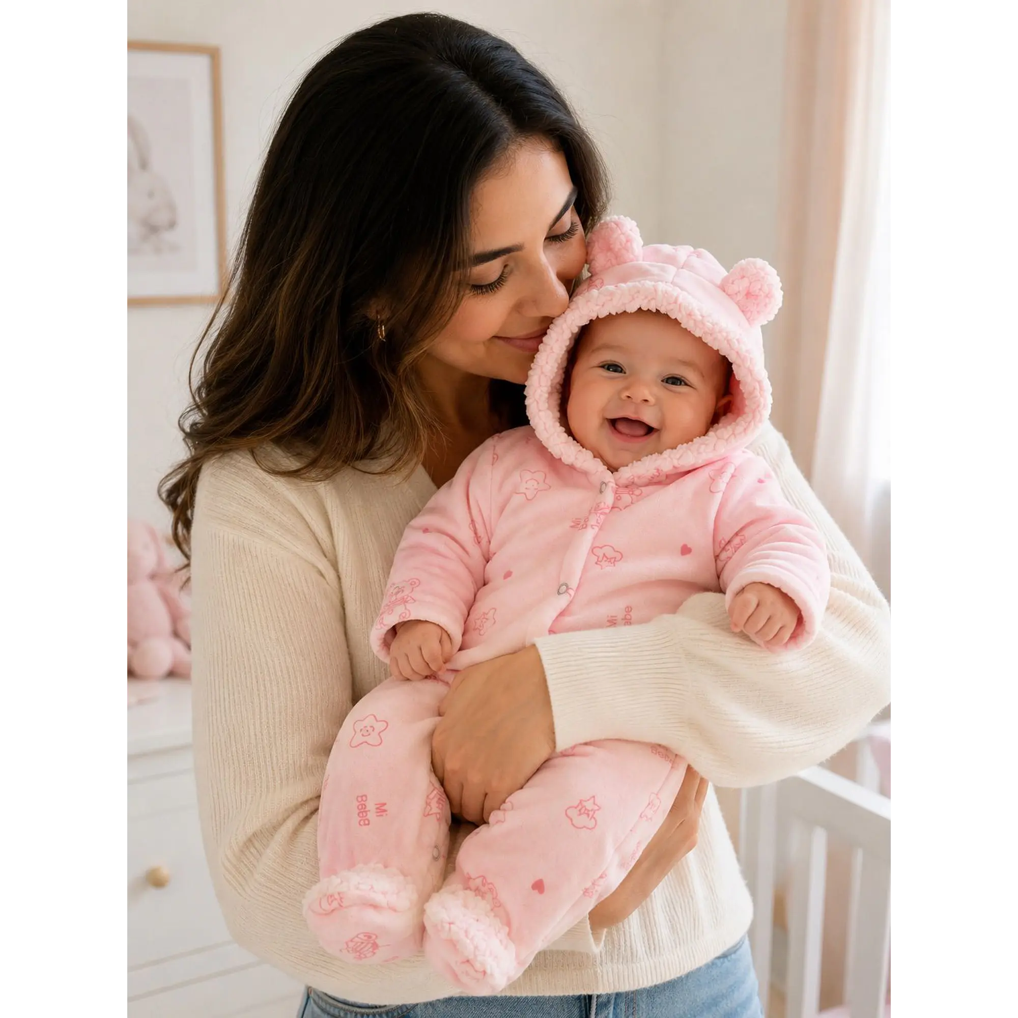 Enterito osito para bebe con chiporro color celeste 0-3 meses 2