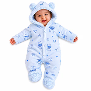 Enterito osito para bebe con chiporro color celeste 0-3 meses