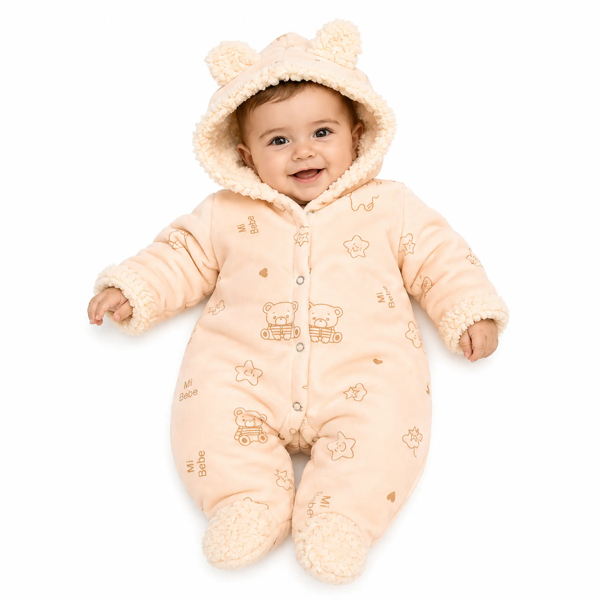 Enterito osito para bebe con chiporro color naranjo 0-3 meses 1