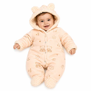 Enterito osito para bebe con chiporro color naranjo 0-3 meses