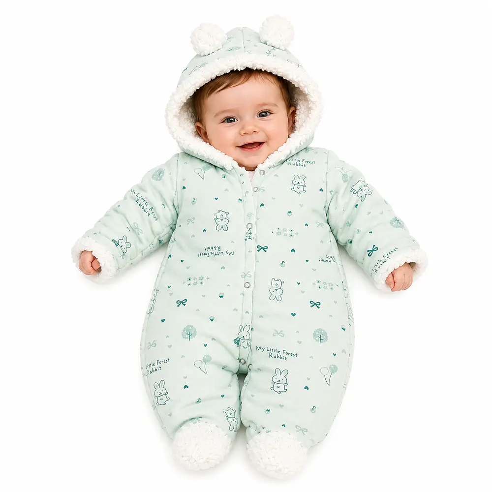 Enterito osito para bebe con chiporro color verde 0-3 meses 1