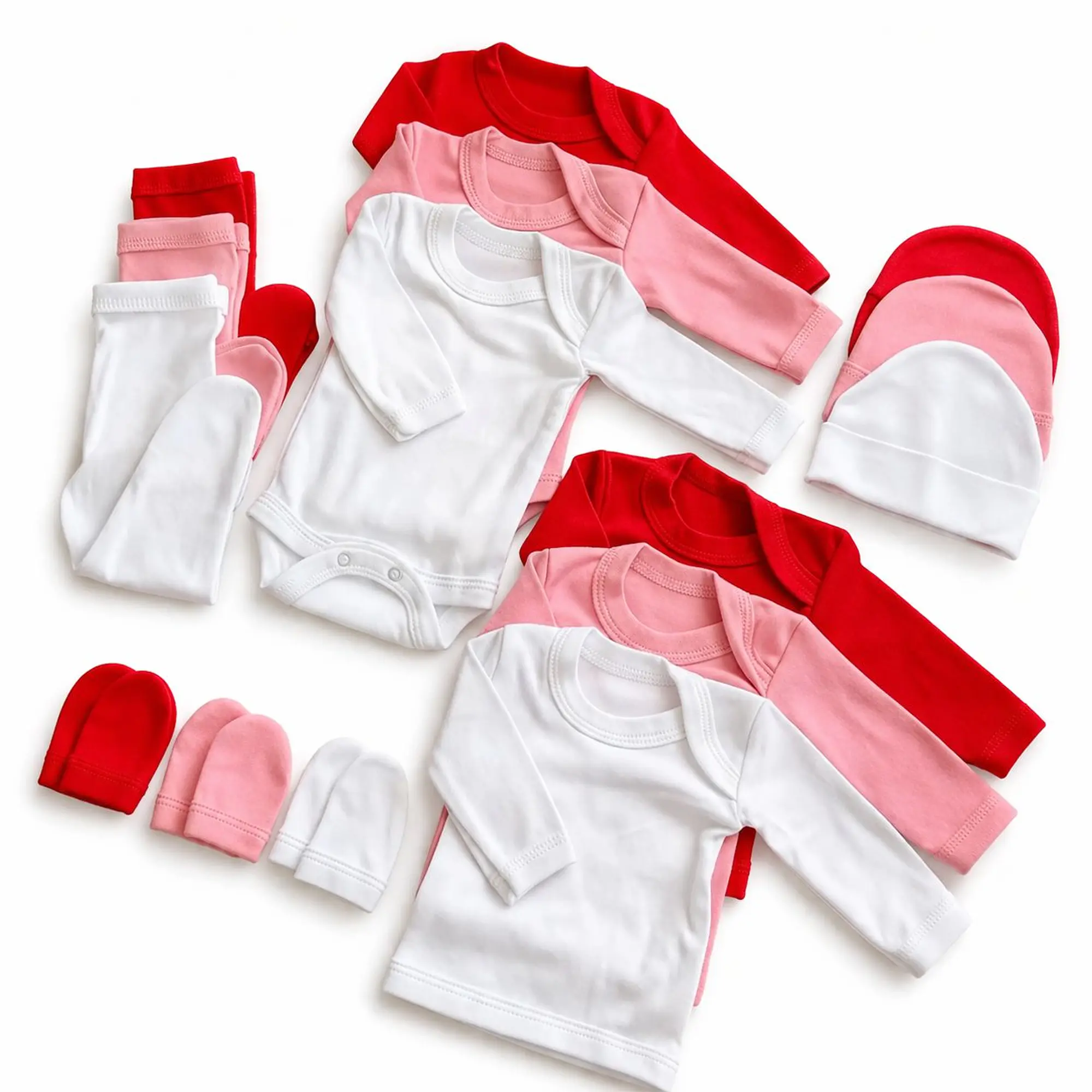 Pack ajuar bebe 15 piezas 0-3 Meses rojo/rosa/blanco 1