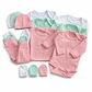 Pack ajuar bebe 15 piezas 0-3 Meses blanco/verde/rosa - Thumbnail 1