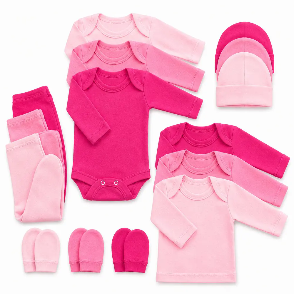 Pack ajuar bebe 15 piezas 0-3 Meses rosaclaro rosaoscuro fucsia 1