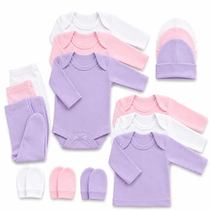 Pack ajuar bebe 15 piezas 0-3 Meses blancorosalila