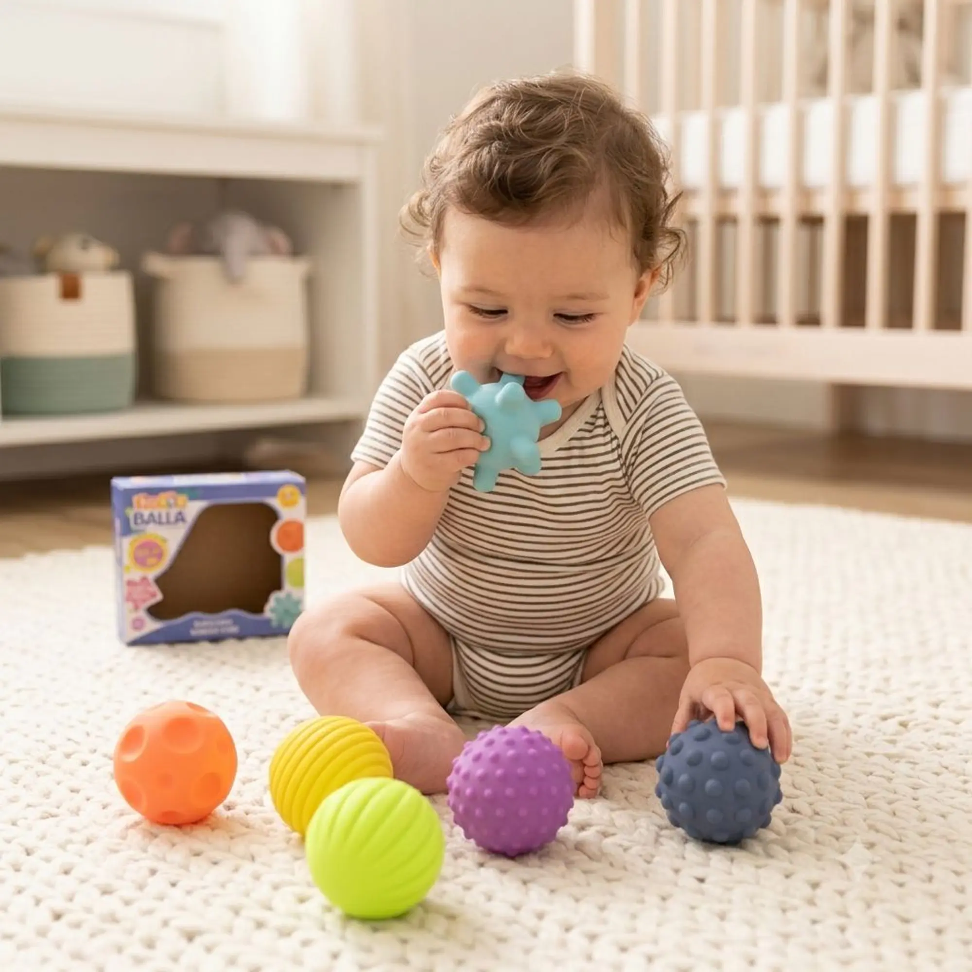Set 6 Pelotas Sensoriales Didácticas Para Bebé Con Texturas 2