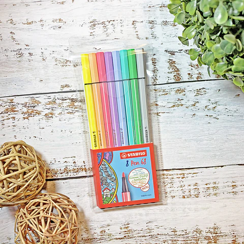 SET STABILO PEN68 PASTEL 8 COLORES