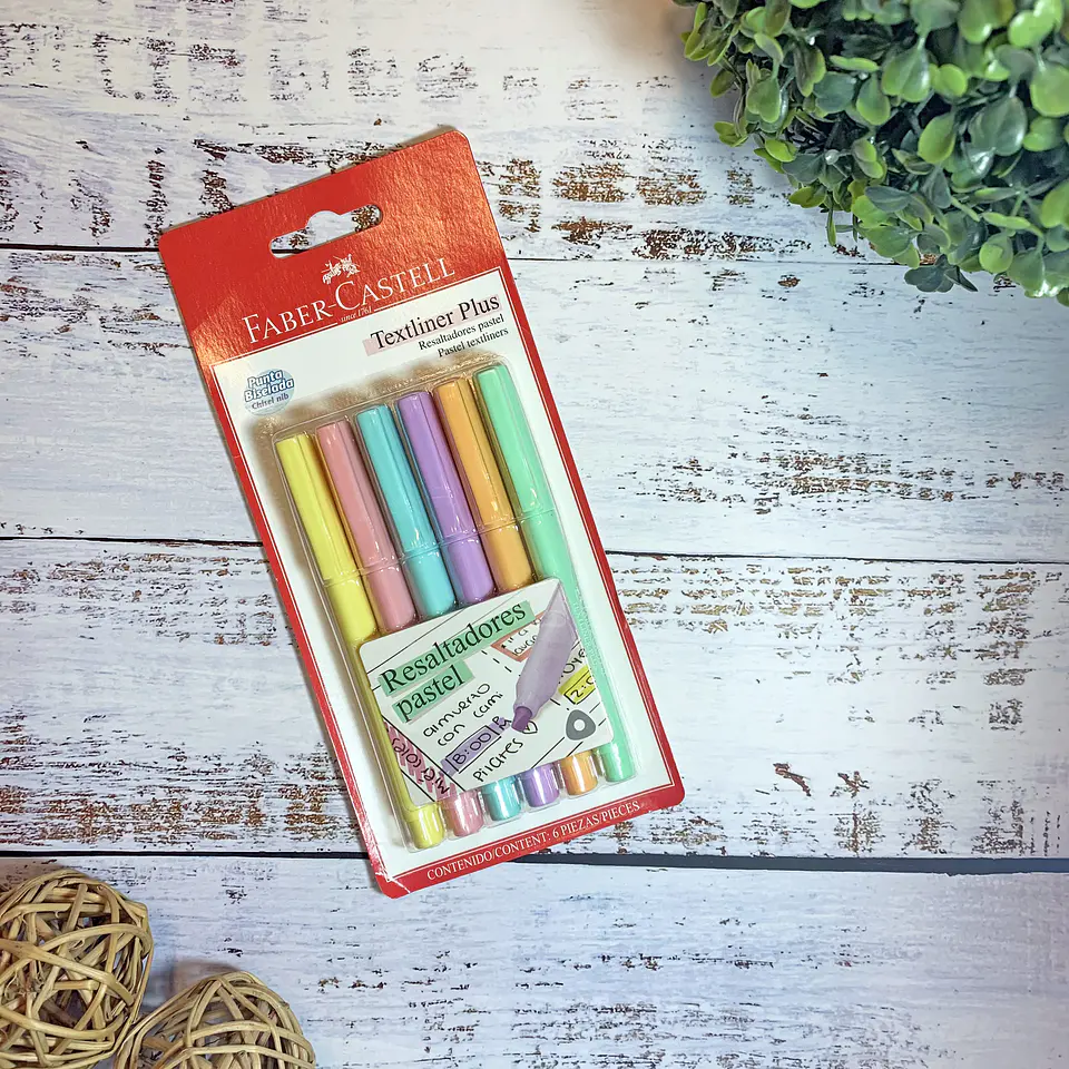 SET DESTACADOR TEXTLINER PLUS PASTEL FABER-CASTELL 6UN 1