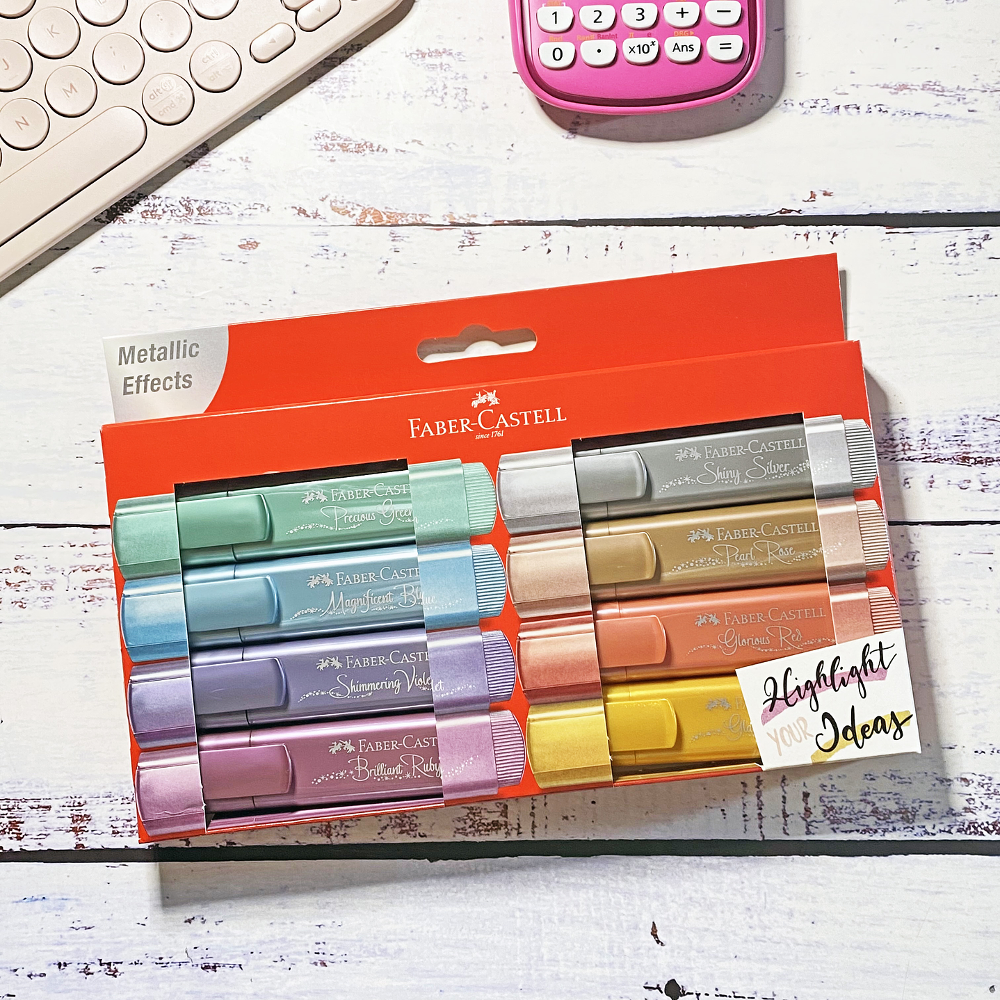 SET DESTACADORES METALLIC 8 COLORES FABER-CASTELL 1