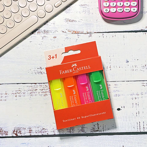 SET DESTACADORES NEON 4 COLORES FABER-CASTELL
