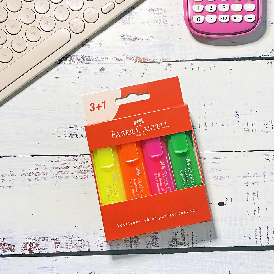 SET DESTACADORES NEON 4 COLORES FABER-CASTELL 1