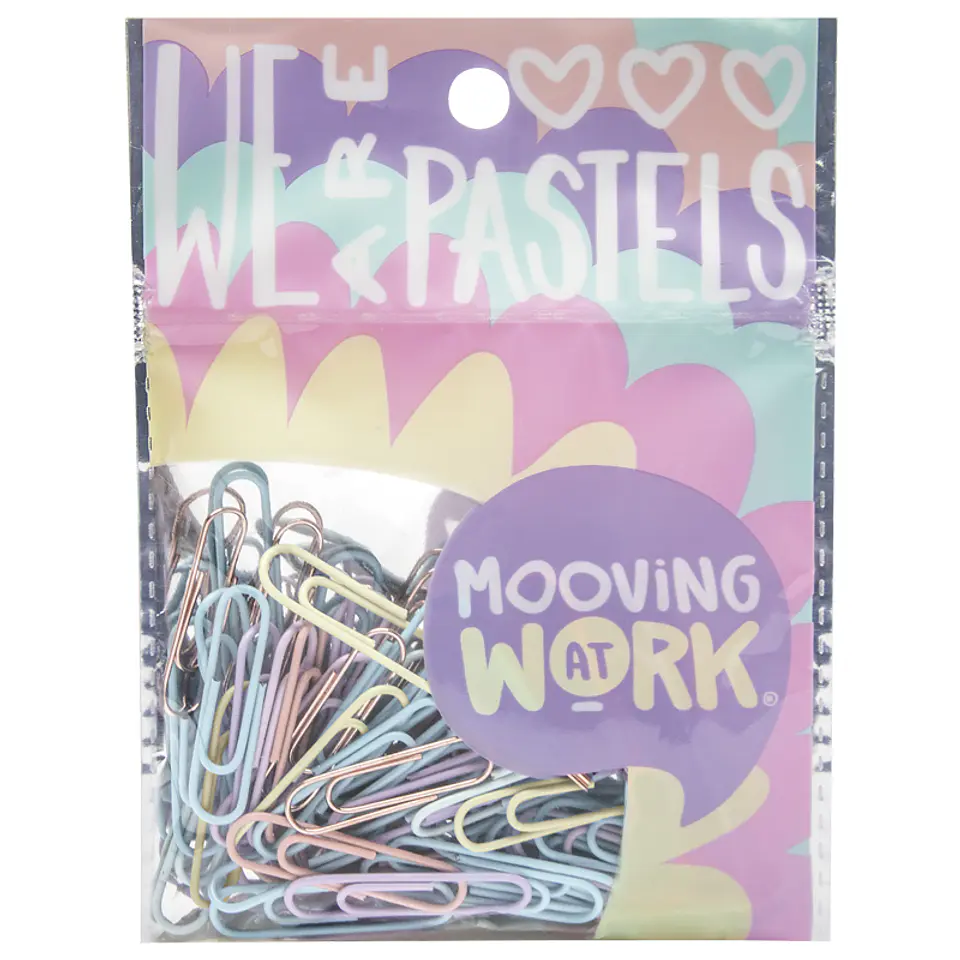 CLIP COLORES PASTELES / ROSE GOLD 33MM  60UN. - MOOVING 1