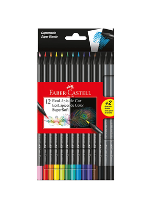 SET ECOLAPICES SUPERSOFT 12 COLORES + 2 GRAFITO - FABER-CASTELL