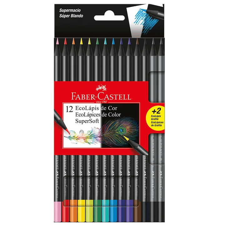 SET ECOLAPICES SUPERSOFT 12 COLORES + 2 GRAFITO - FABER-CASTELL 1