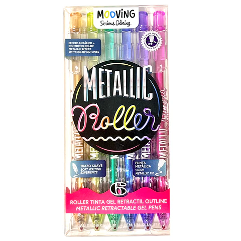 SET LAPICES METALLIC ROLLER 6 COLORES - MOOVING