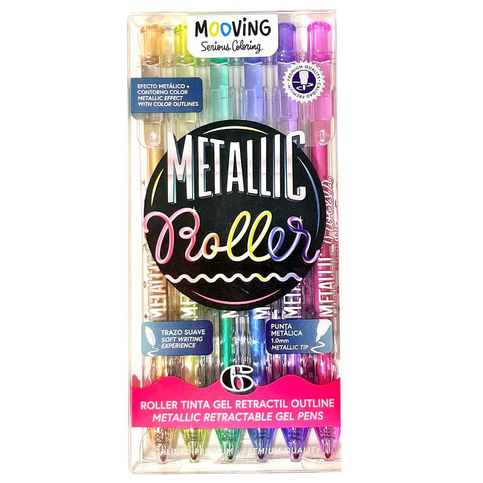 SET LAPICES METALLIC ROLLER 6 COLORES - MOOVING 1