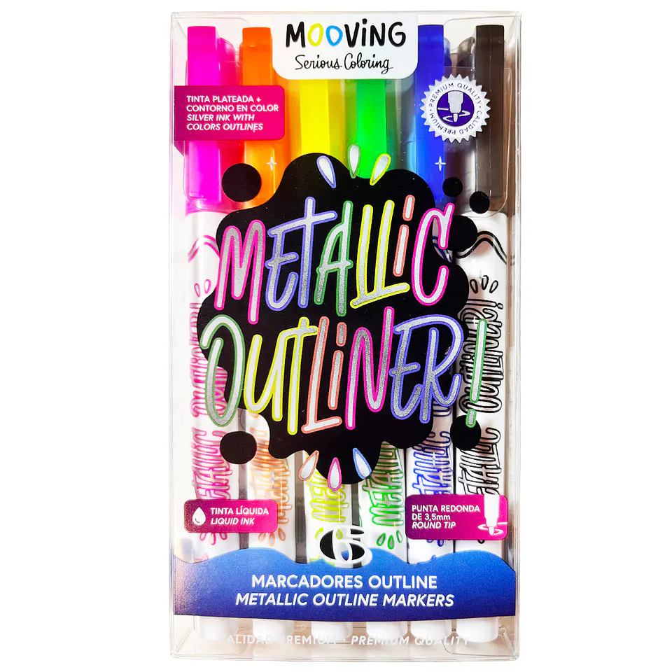 SET LAPICES METALLIC OUTLINER 6 COLORES - MOOVING 1
