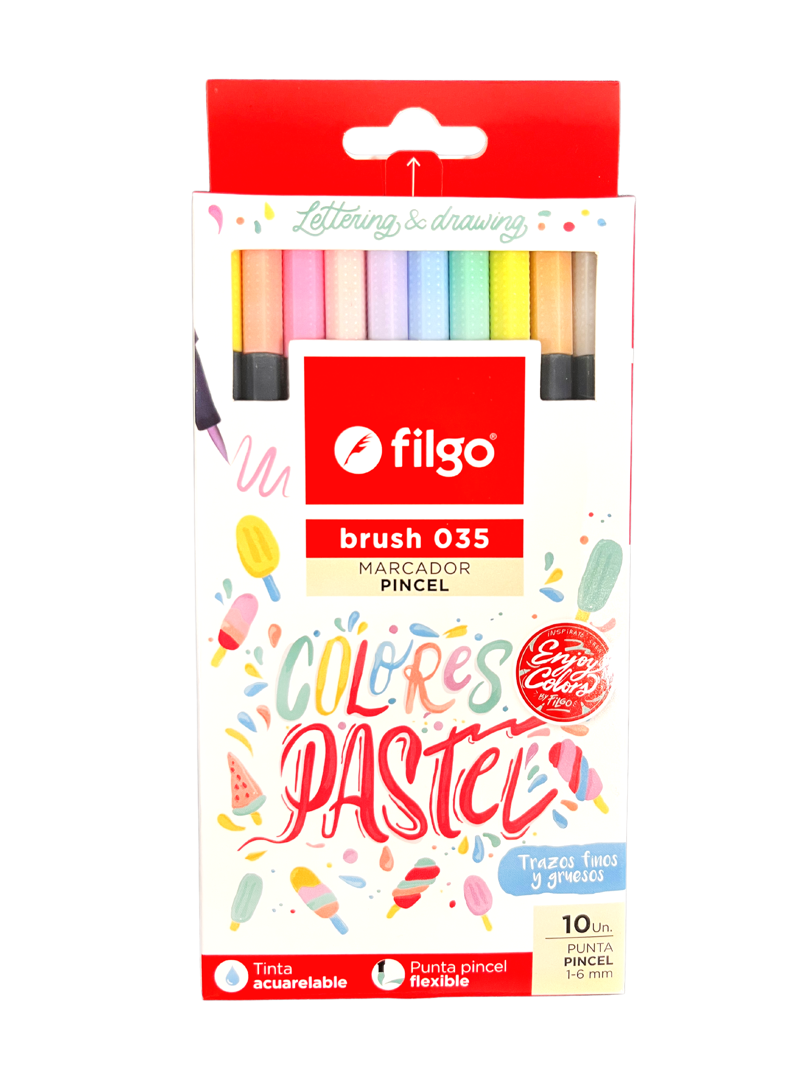 SET 10 MARCADORES BRUSH PEN 035 PASTEL - FILGO