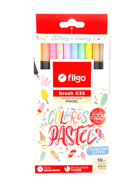 SET 10 MARCADORES BRUSH PEN 035 PASTEL - FILGO
