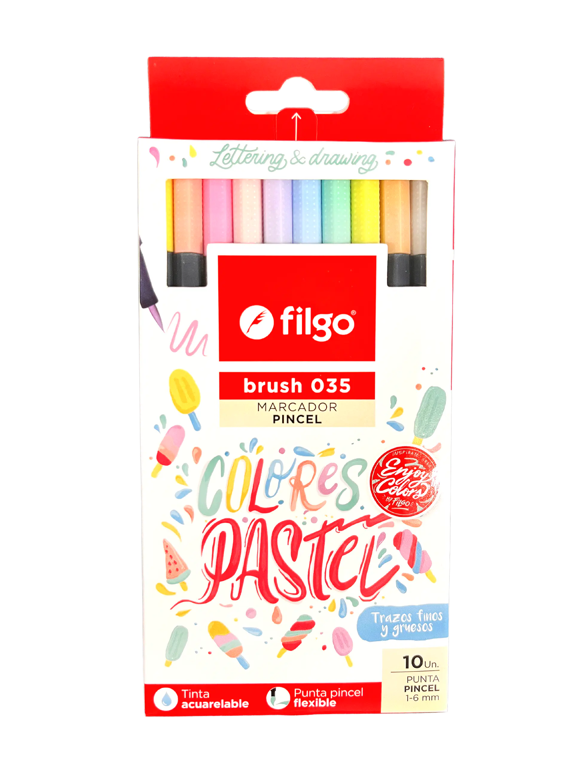 SET 10 MARCADORES BRUSH PEN 035 PASTEL - FILGO 1