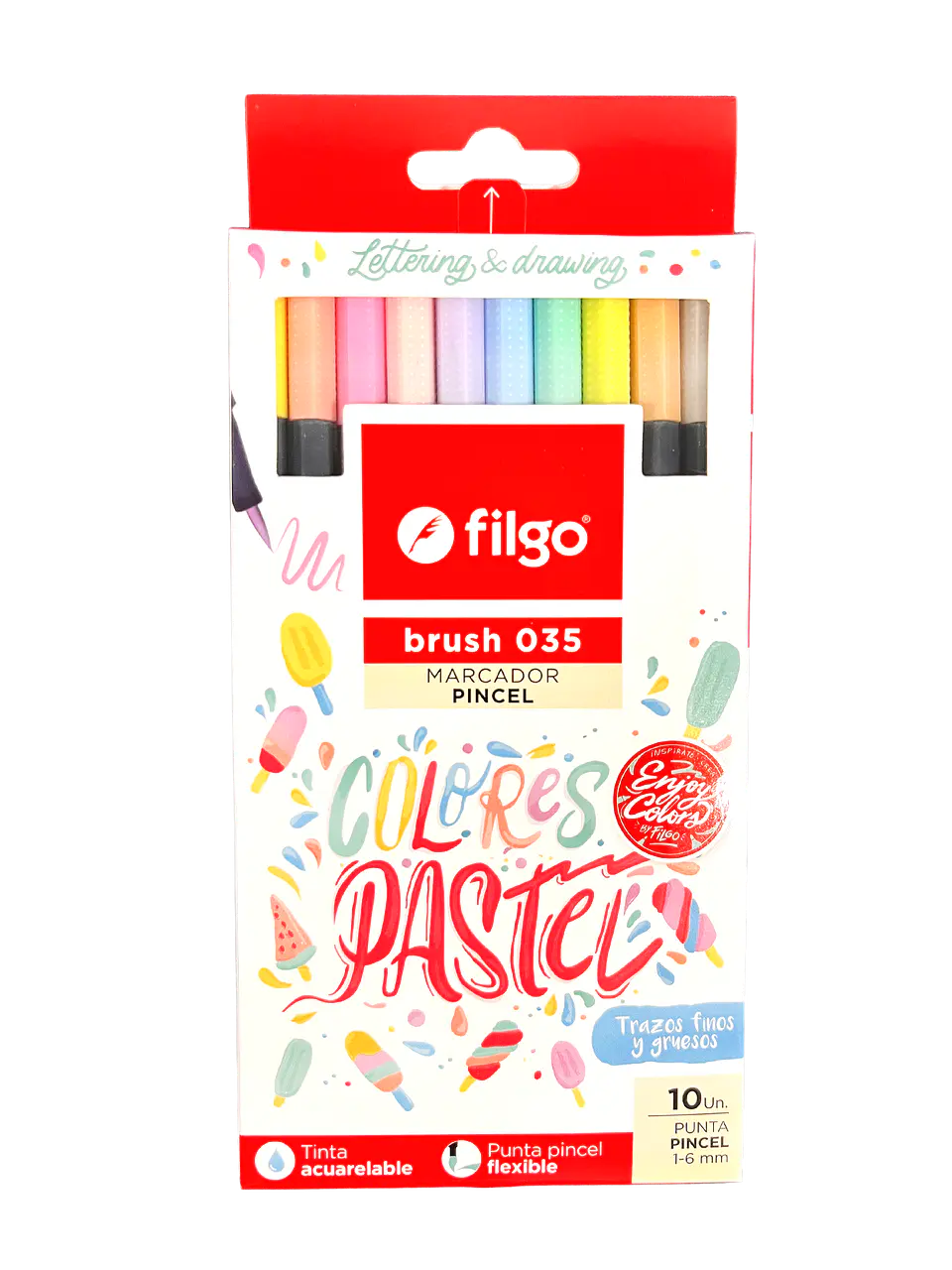 SET 10 MARCADORES BRUSH PEN 035 PASTEL - FILGO 1