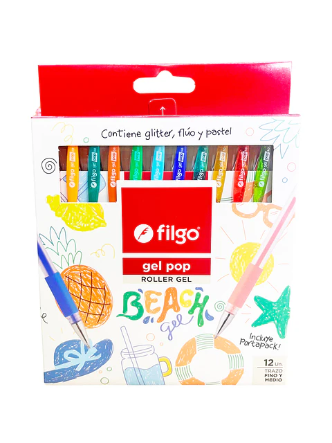 SET ROLLER GEL POP "BEACH" 12 COLORES - FILGO