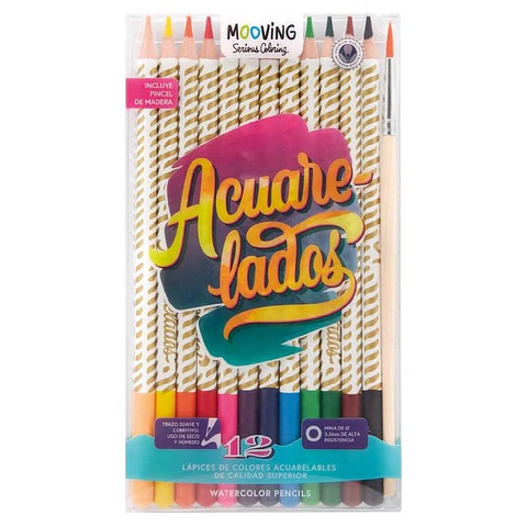 SET 12 LAPICES DE COLORES ACUARELADOS - MOOVING