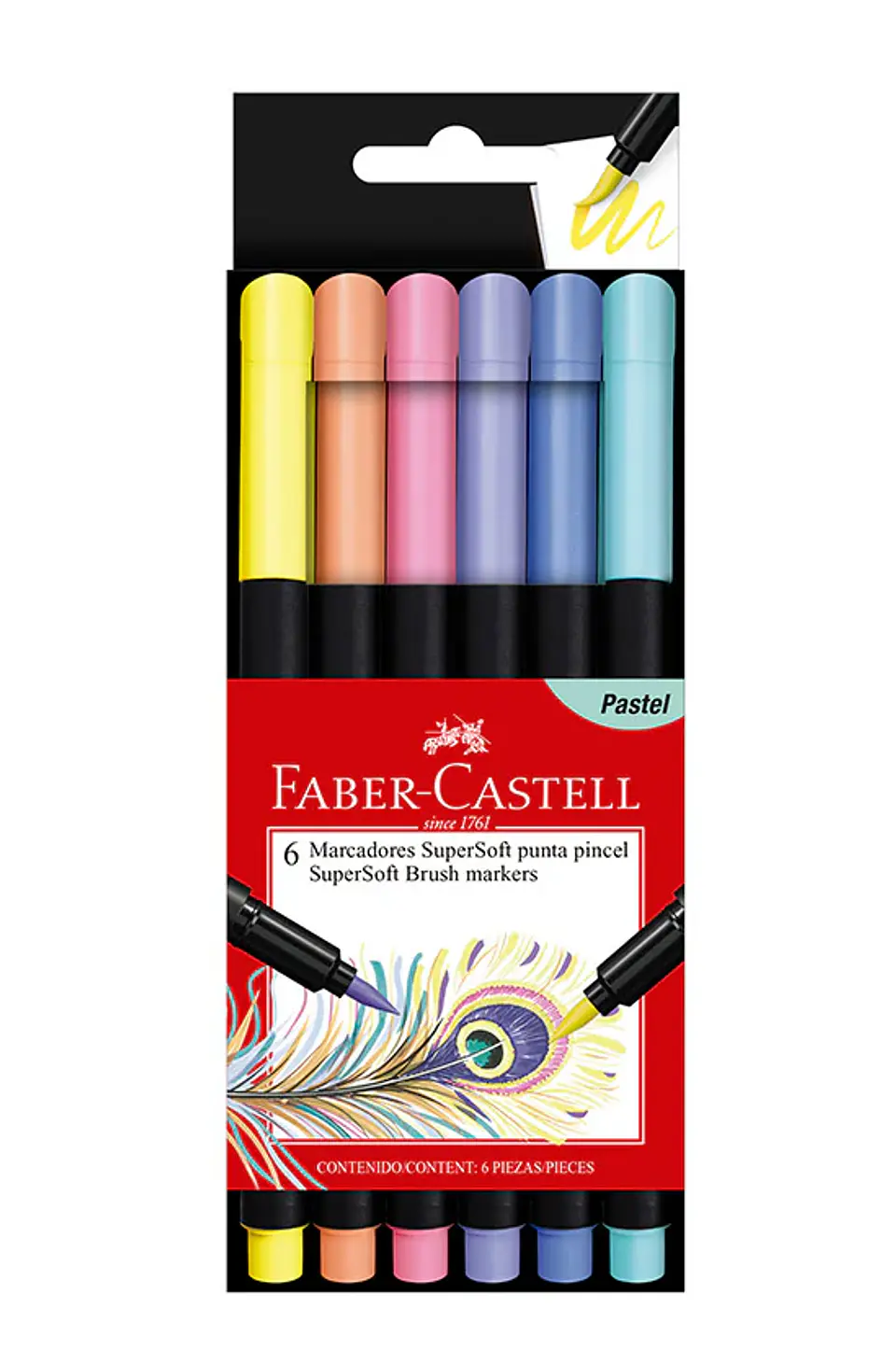 SET MARCADORES SUPERSOFT PUNTA PINCEL 6 COLORES - FABER-CASTELL 1