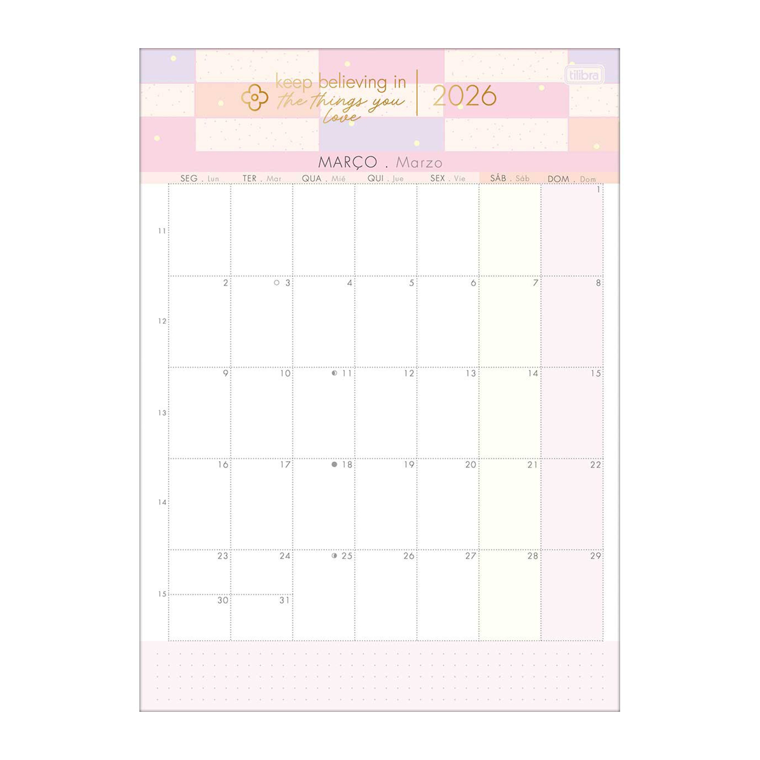 PLANNER CALENDARIO 2026 12 HOJAS A4 MODELO SOHO - TILIBRA