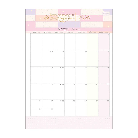 PLANNER CALENDARIO 2026 12 HOJAS A4 MODELO SOHO - TILIBRA