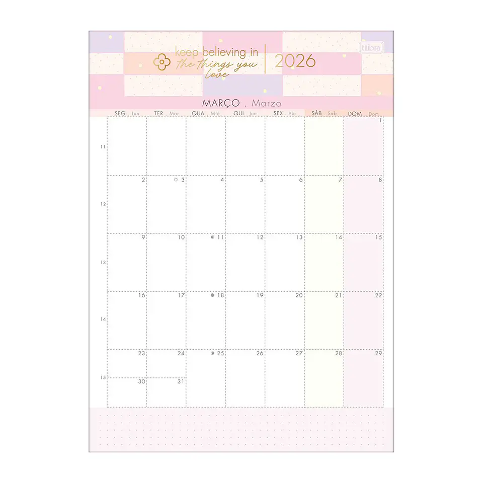 PLANNER CALENDARIO 2026 12 HOJAS A4 MODELO SOHO - TILIBRA 1