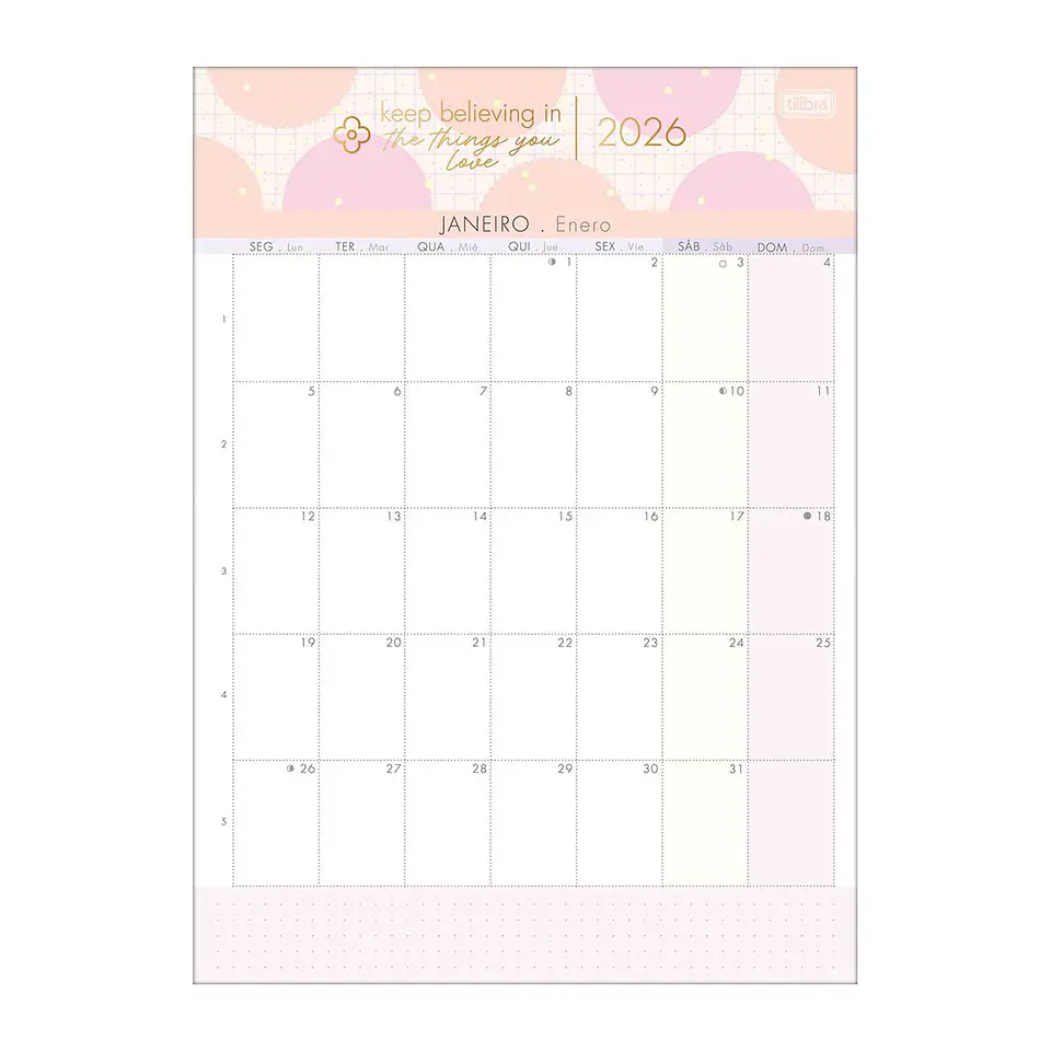 PLANNER CALENDARIO 2026 12 HOJAS A4 MODELO SOHO - TILIBRA 2