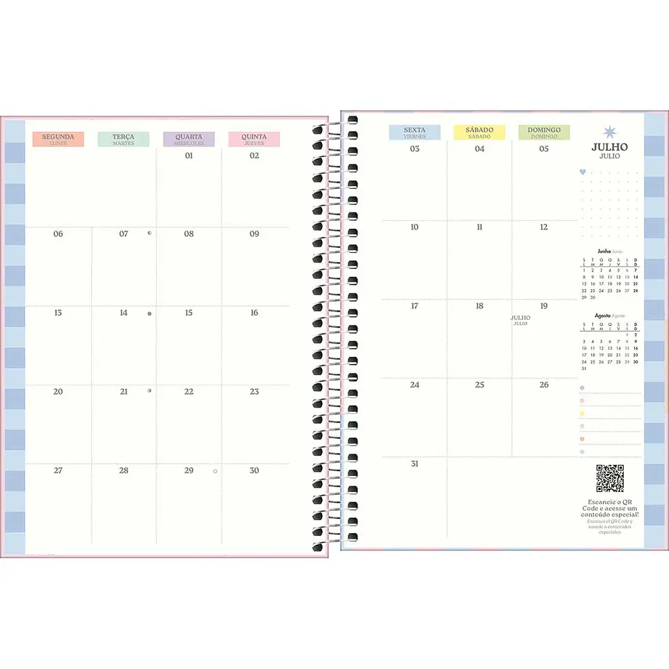 AGENDA / PLANNER 2026 M7 VISTA SEMANAL HAPPY ROSADO - TILIBRA 12