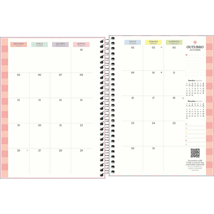 AGENDA / PLANNER 2026 M7 VISTA SEMANAL HAPPY ROSADO - TILIBRA 14