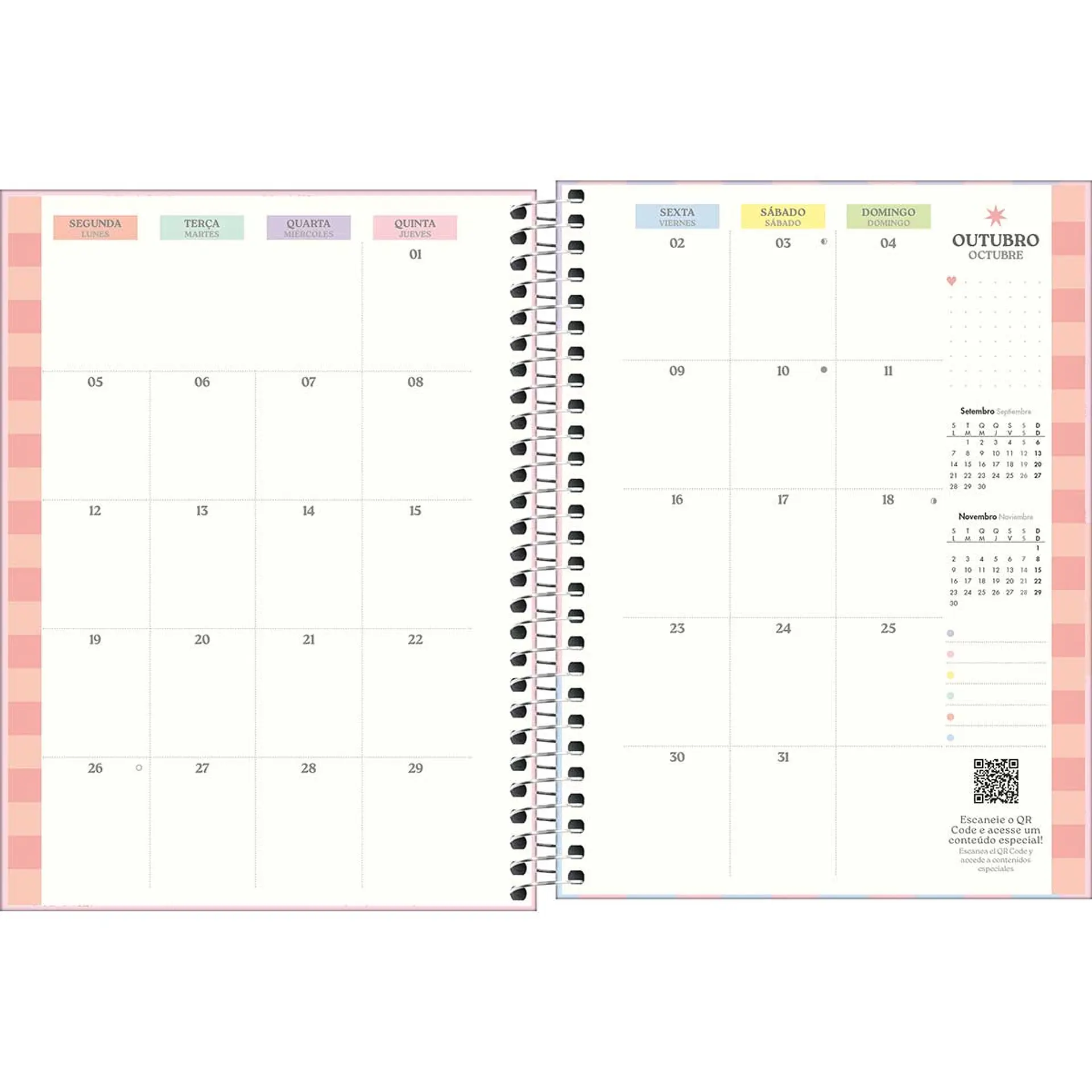 AGENDA / PLANNER 2026 M7 VISTA SEMANAL HAPPY ROSADO - TILIBRA 14