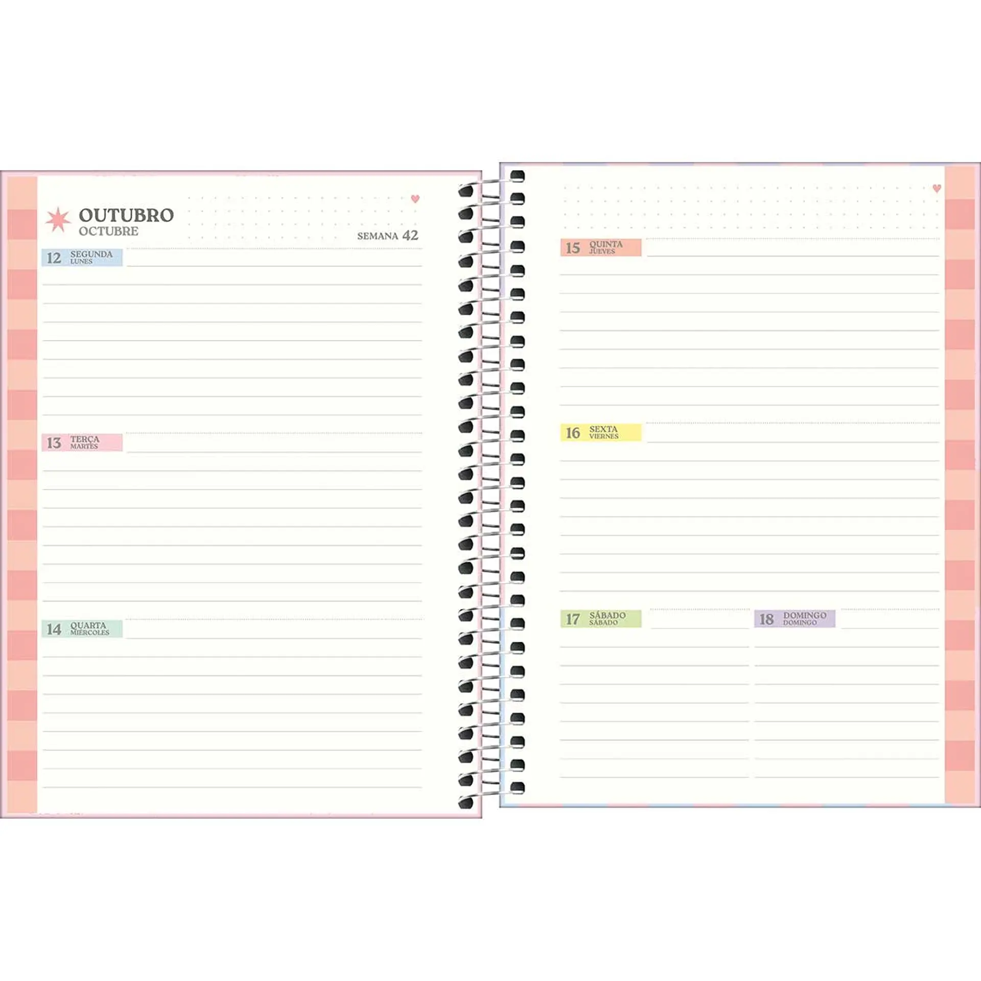 AGENDA / PLANNER 2026 M7 VISTA SEMANAL HAPPY ROSADO - TILIBRA 15