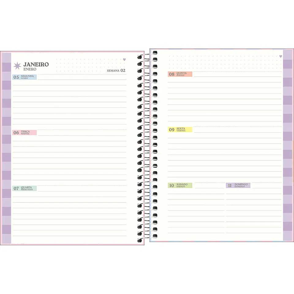 AGENDA / PLANNER 2026 M7 VISTA SEMANAL HAPPY LILA - TILIBRA 9