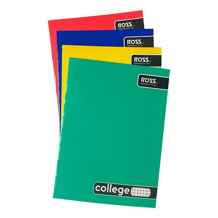 Pack 10x Cuaderno Mediano College 80 Hojas Cuadrado 5mm Color Surtidos 1