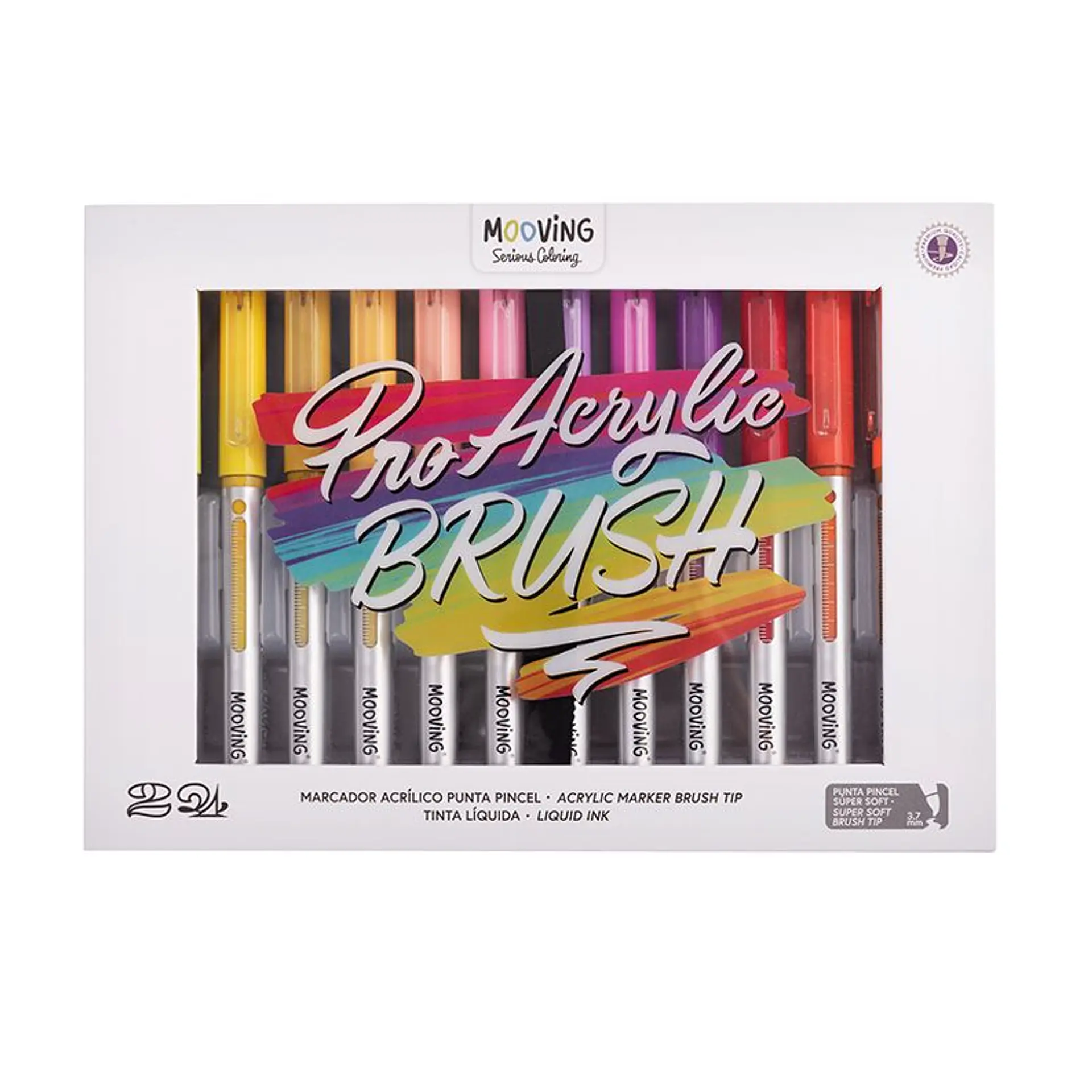 SET 12 MARCADORES PRO ACRYLIC BRUSH PREMIUM - MOOVING  1