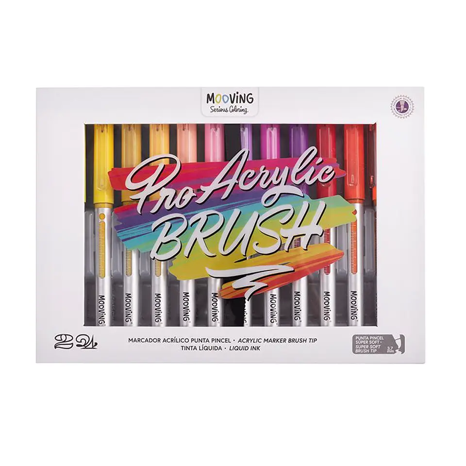 SET 12 MARCADORES PRO ACRYLIC BRUSH PREMIUM - MOOVING  1