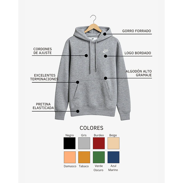 Hoodie Canguro Classic Bordado