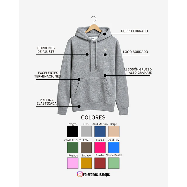 Hoodie Canguro Clásico Bordado