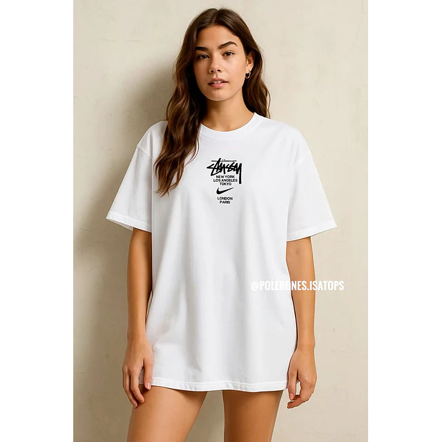 POLERAS OVERSIZE Stussy Bordada